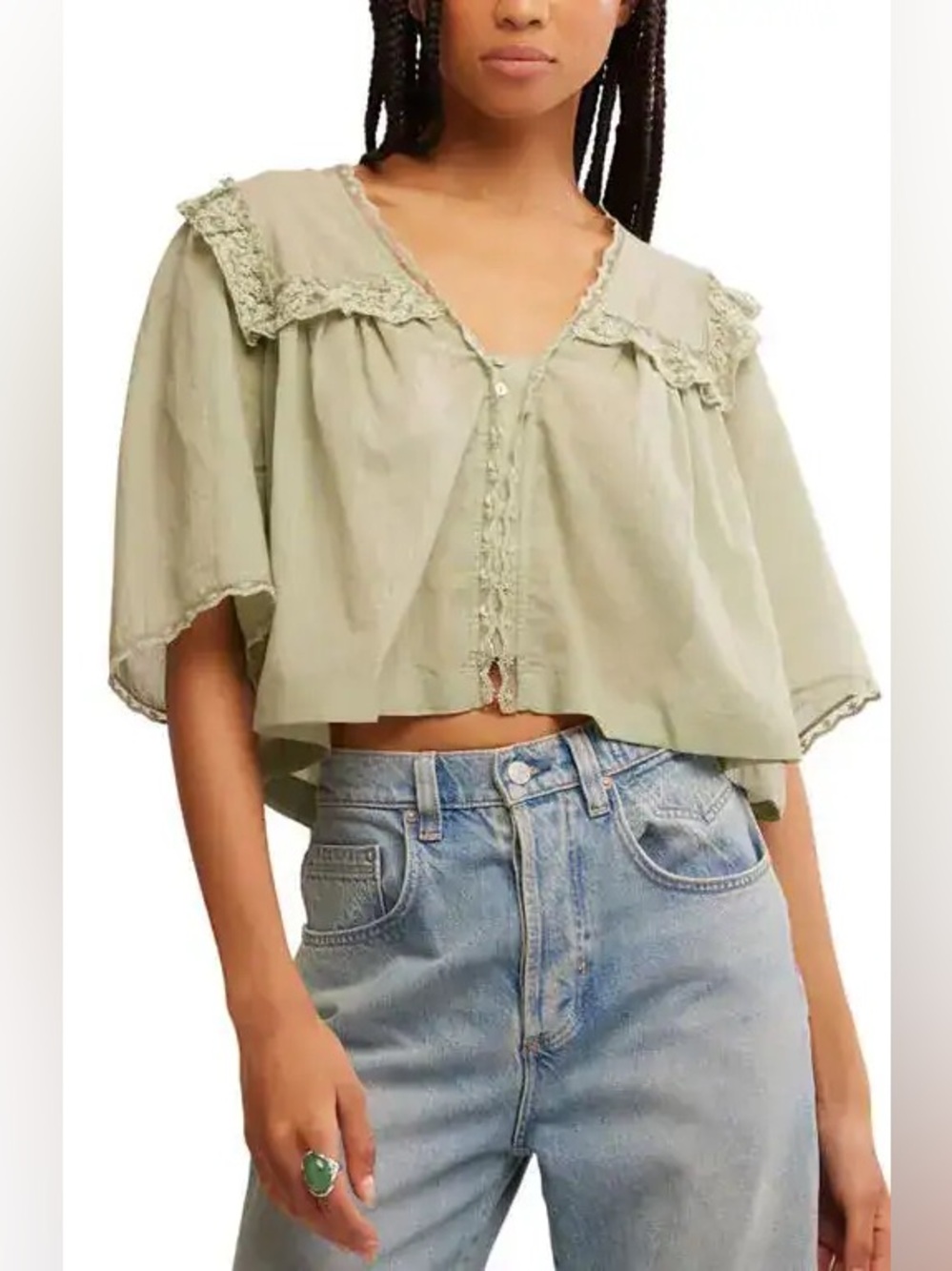 Free People Luna Ruffle Semisheer Top